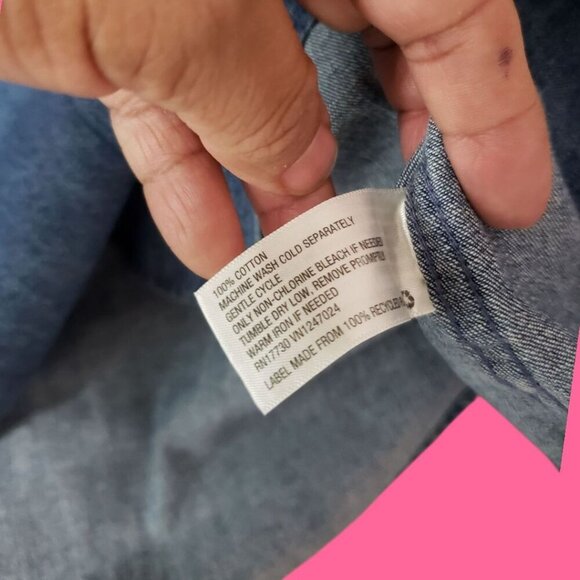 Godfellow & Co Mens Long-Sleeve Denim Button-Up Shirt Chest Pocket Blue Small - Picture 6 of 8